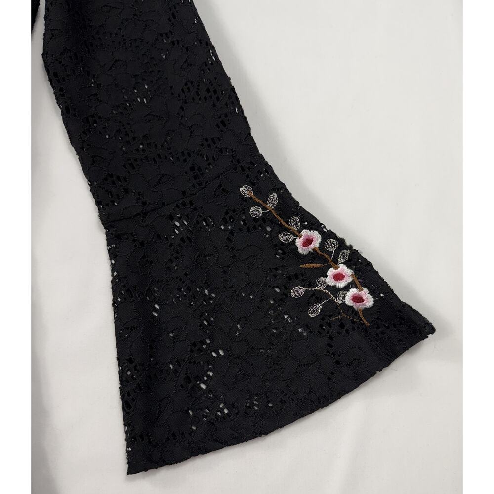 Desigual Vermond dress black lace floral embroidery bell sleeves Sz 36 - Picture 5 of 12